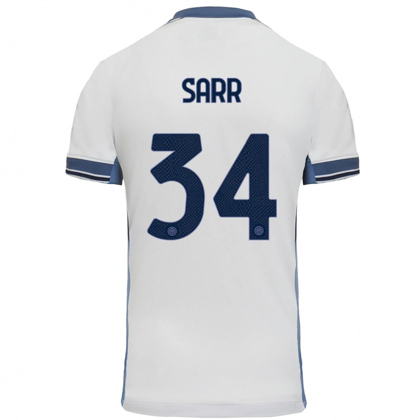 Danxen Donna Maglia Amadou Sarr #34 Bianco Grigio Kit Gara Away 2024/25 Maglietta