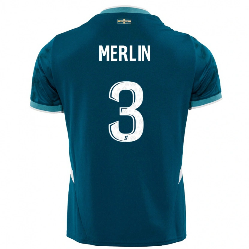 Danxen Donna Maglia Quentin Merlin #3 Turchese Blu Kit Gara Away 2024/25 Maglietta