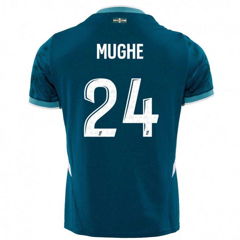 Danxen Donna Maglia François Mughe #24 Turchese Blu Kit Gara Away 2024/25 Maglietta