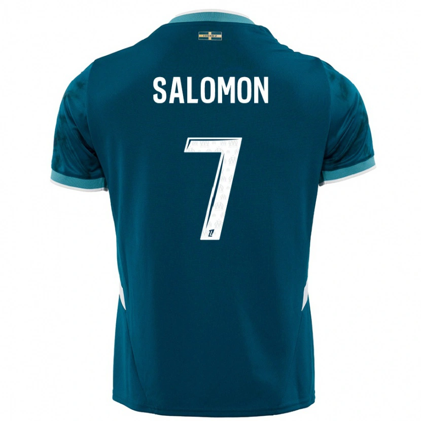 Danxen Donna Maglia Maëva Salomon #7 Turchese Blu Kit Gara Away 2024/25 Maglietta