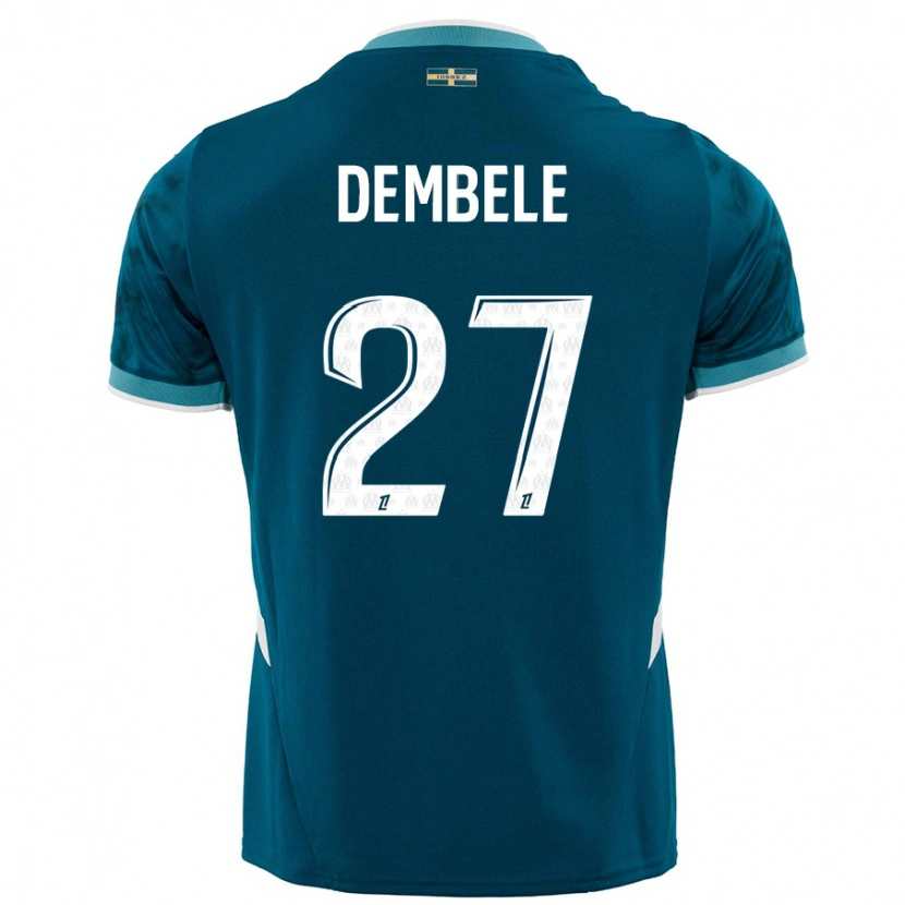 Danxen Donna Maglia Coumba Dembélé #27 Turchese Blu Kit Gara Away 2024/25 Maglietta