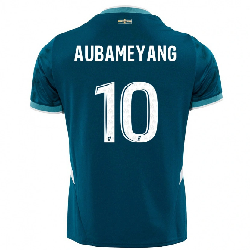 Danxen Donna Maglia Pierre-Emerick Aubameyang #10 Turchese Blu Kit Gara Away 2024/25 Maglietta