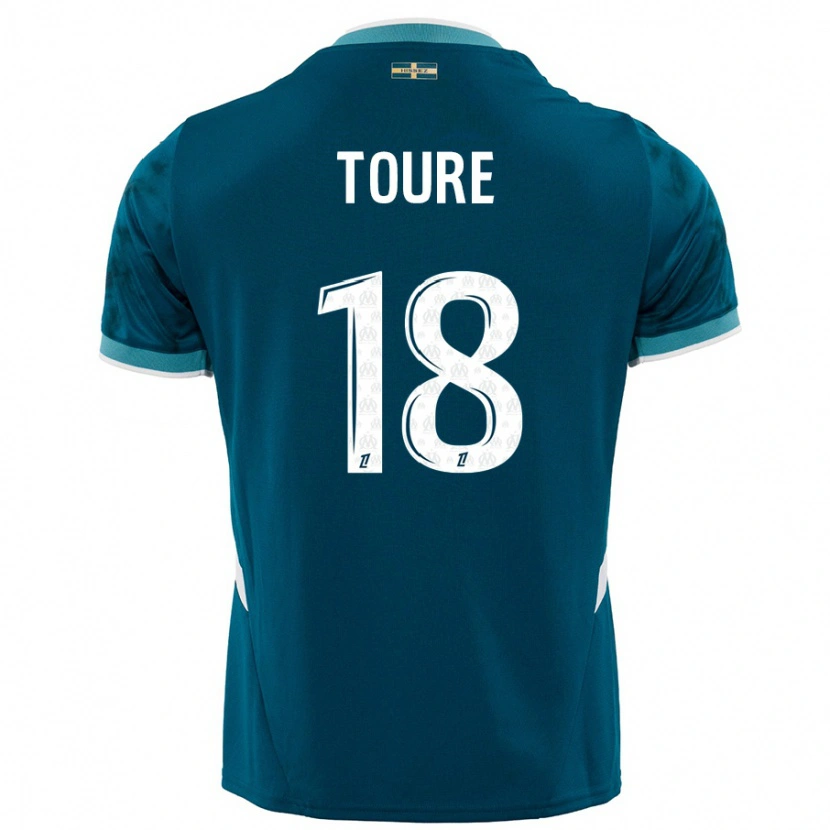 Danxen Donna Maglia Isaak Toure #18 Turchese Blu Kit Gara Away 2024/25 Maglietta