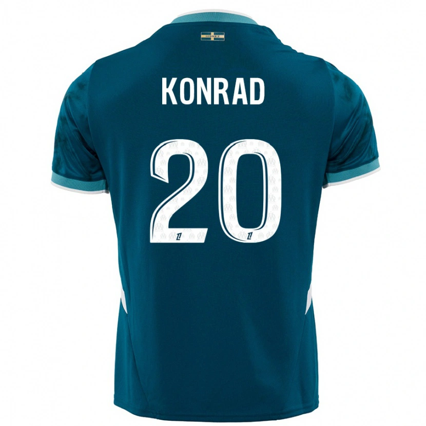 Danxen Donna Maglia Konrad De La Fuente #20 Turchese Blu Kit Gara Away 2024/25 Maglietta
