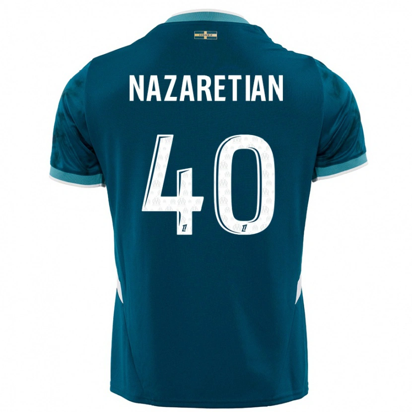Danxen Donna Maglia Manuel Nazaretian #40 Turchese Blu Kit Gara Away 2024/25 Maglietta