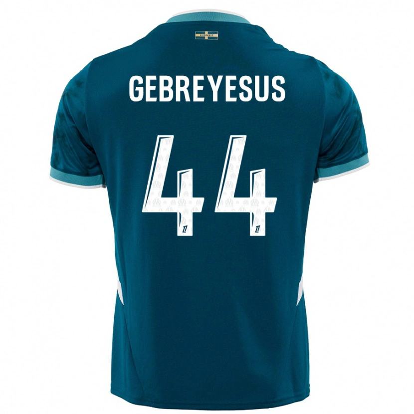 Danxen Donna Maglia Esey Gebreyesus #44 Turchese Blu Kit Gara Away 2024/25 Maglietta