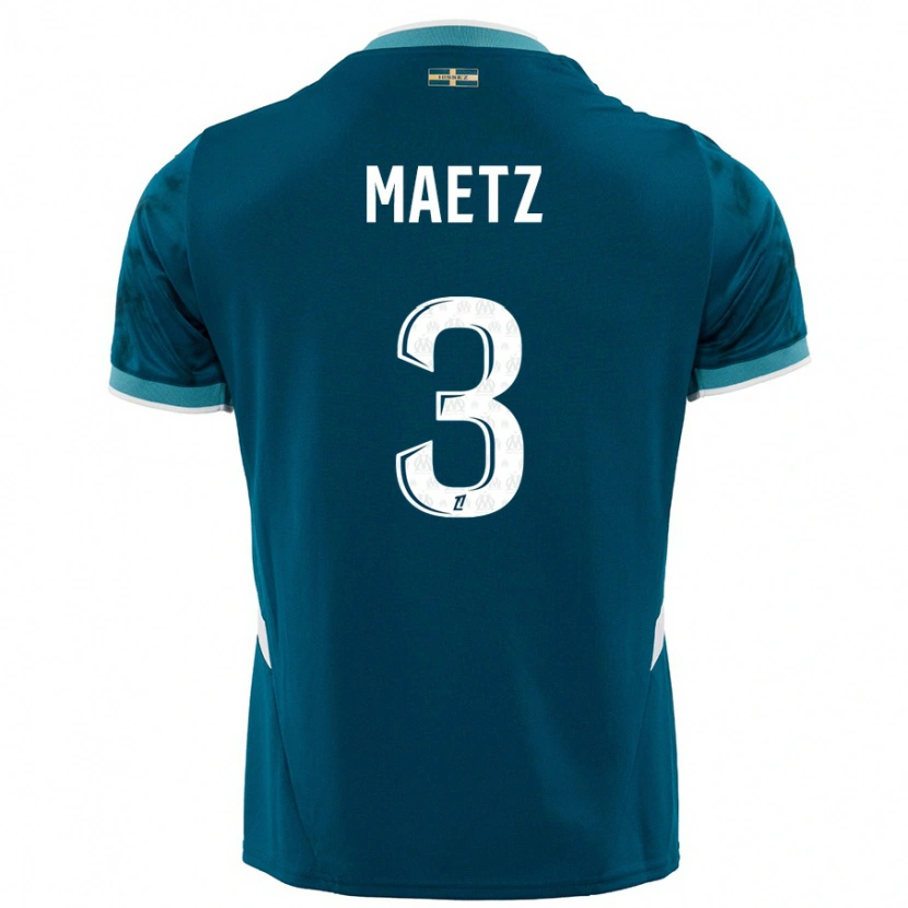 Danxen Donna Maglia Agathe Maetz #3 Turchese Blu Kit Gara Away 2024/25 Maglietta