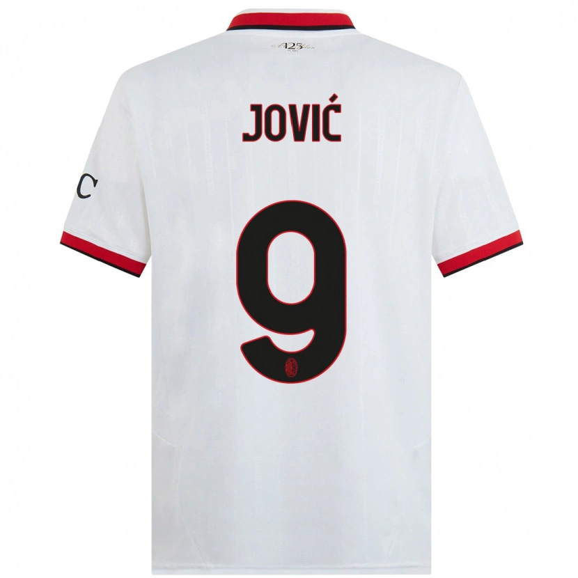 Danxen Donna Maglia Luka Jović #9 Bianco Nero Rosso Kit Gara Away 2024/25 Maglietta