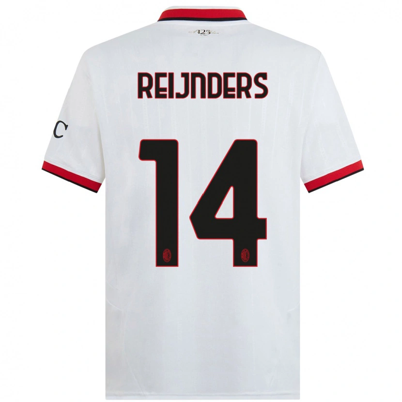 Danxen Donna Maglia Tijjani Reijnders #14 Bianco Nero Rosso Kit Gara Away 2024/25 Maglietta