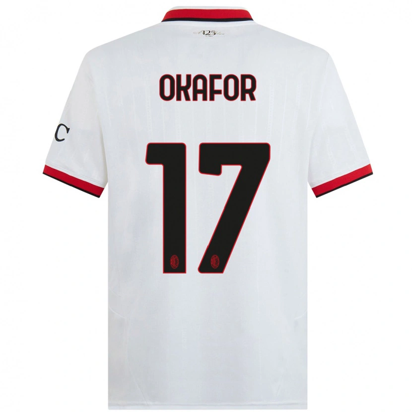 Danxen Donna Maglia Noah Okafor #17 Bianco Nero Rosso Kit Gara Away 2024/25 Maglietta