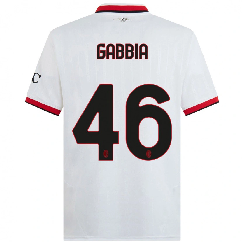 Danxen Donna Maglia Matteo Gabbia #46 Bianco Nero Rosso Kit Gara Away 2024/25 Maglietta
