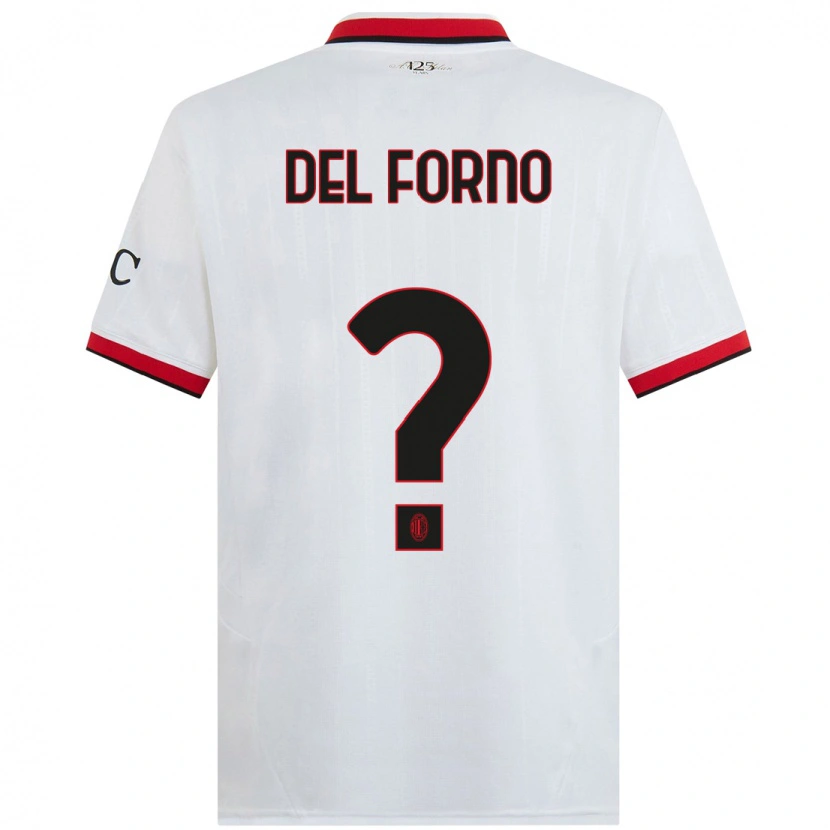 Danxen Donna Maglia Luca Del Forno #0 Bianco Nero Rosso Kit Gara Away 2024/25 Maglietta