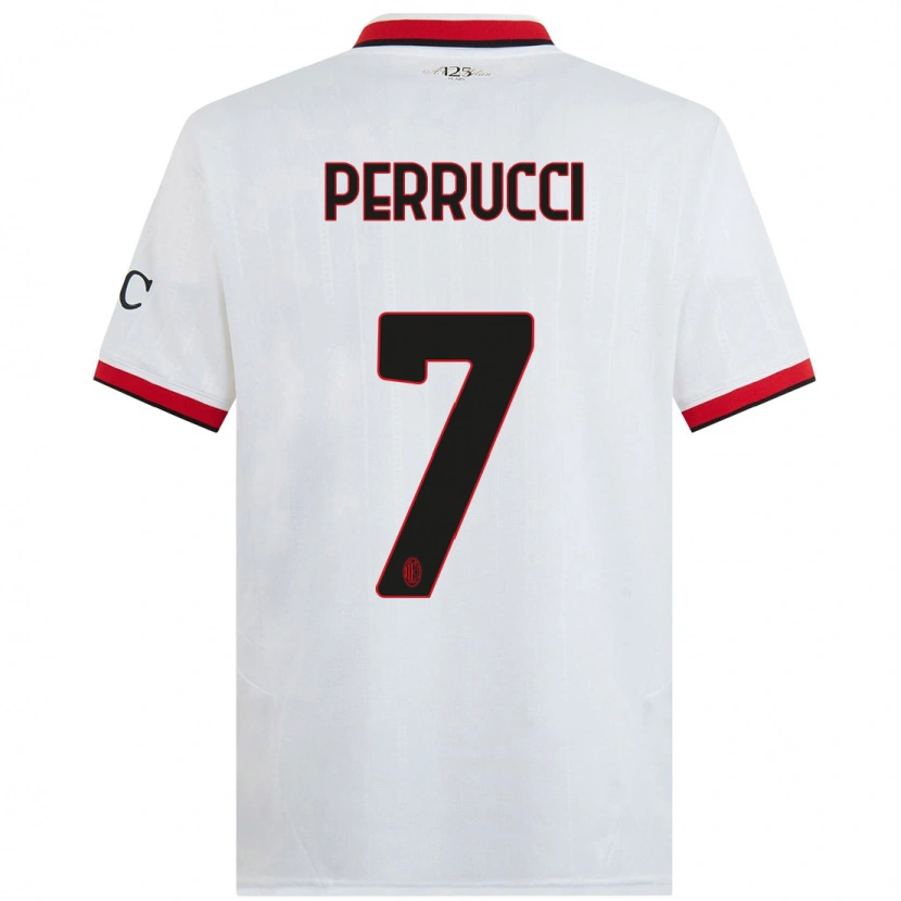 Danxen Donna Maglia Vincenzo Perrucci #7 Bianco Nero Rosso Kit Gara Away 2024/25 Maglietta