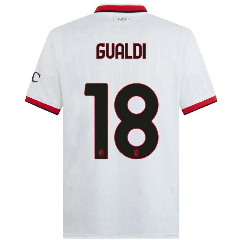 Danxen Donna Maglia Andrea Gualdi #18 Bianco Nero Rosso Kit Gara Away 2024/25 Maglietta