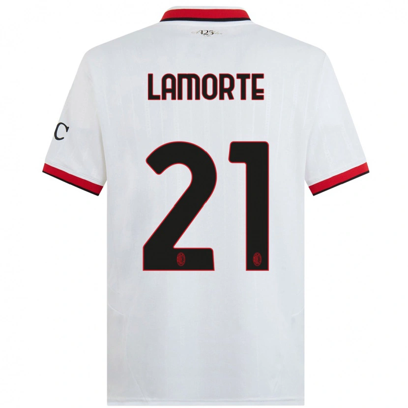 Danxen Donna Maglia Alessandro Lamorte #21 Bianco Nero Rosso Kit Gara Away 2024/25 Maglietta