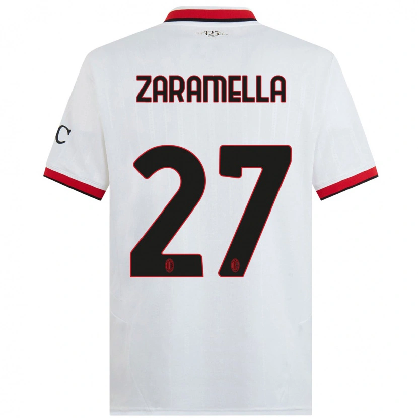 Danxen Donna Maglia Mattia Zaramella #27 Bianco Nero Rosso Kit Gara Away 2024/25 Maglietta