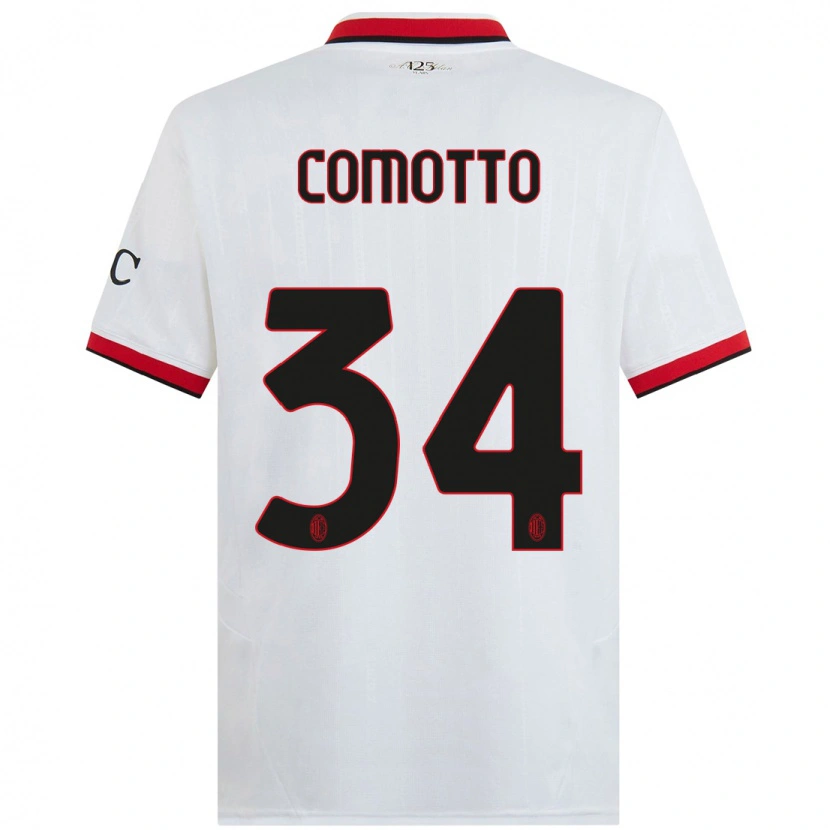 Danxen Donna Maglia Christian Comotto #34 Bianco Nero Rosso Kit Gara Away 2024/25 Maglietta
