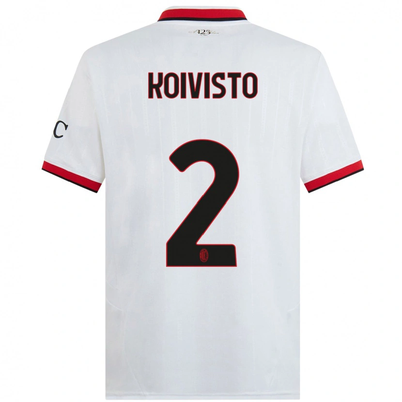 Danxen Donna Maglia Emma Koivisto #2 Bianco Nero Rosso Kit Gara Away 2024/25 Maglietta