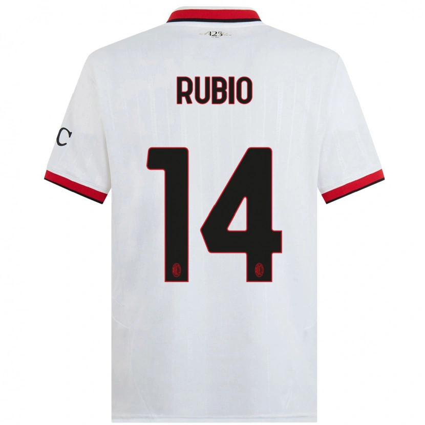 Danxen Donna Maglia Silvia Rubio #14 Bianco Nero Rosso Kit Gara Away 2024/25 Maglietta