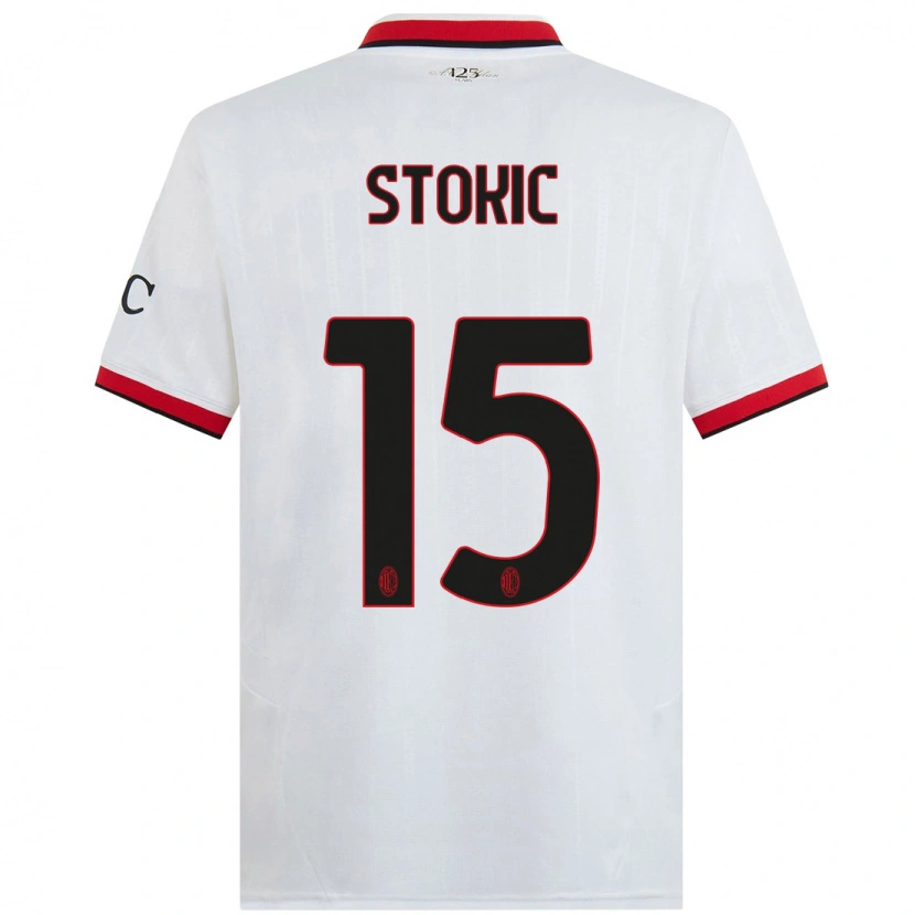Danxen Donna Maglia Sara Stokić #15 Bianco Nero Rosso Kit Gara Away 2024/25 Maglietta