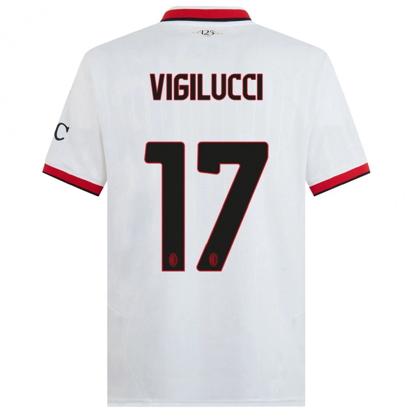 Danxen Donna Maglia Valery Vigilucci #17 Bianco Nero Rosso Kit Gara Away 2024/25 Maglietta