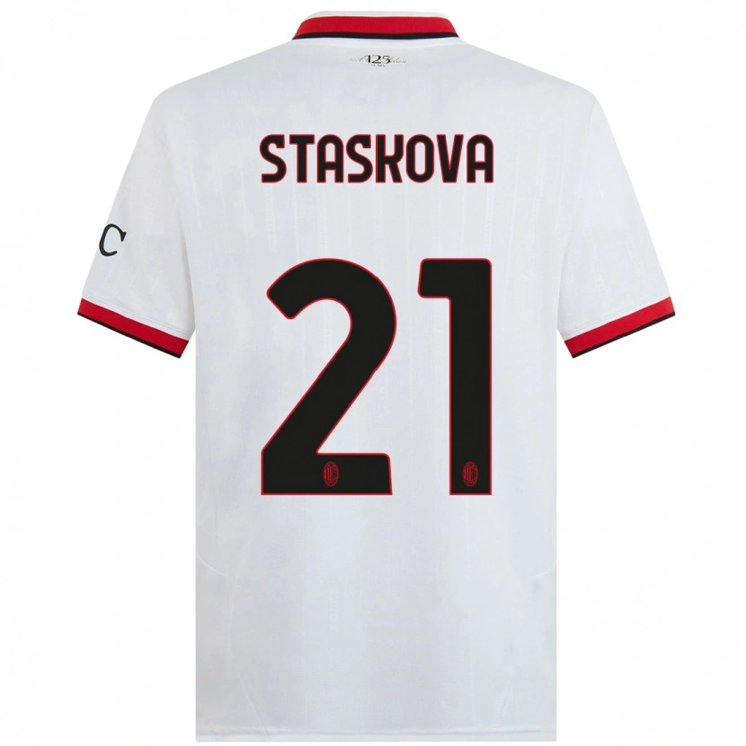 Danxen Donna Maglia Andrea Stašková #21 Bianco Nero Rosso Kit Gara Away 2024/25 Maglietta