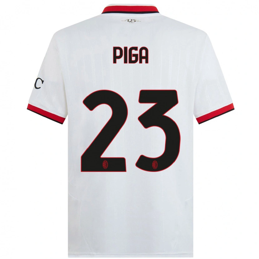 Danxen Donna Maglia Julie Piga #23 Bianco Nero Rosso Kit Gara Away 2024/25 Maglietta