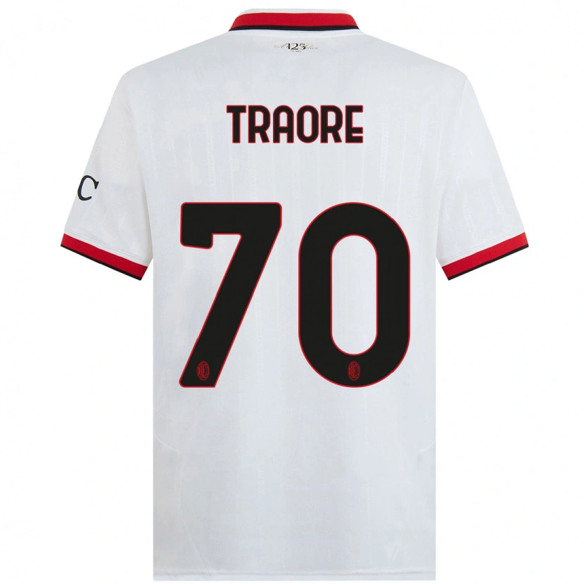 Danxen Donna Maglia Chaka Traorè #70 Bianco Nero Rosso Kit Gara Away 2024/25 Maglietta