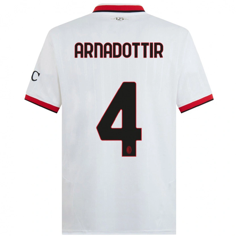 Danxen Donna Maglia Guony Arnadottir #4 Bianco Nero Rosso Kit Gara Away 2024/25 Maglietta