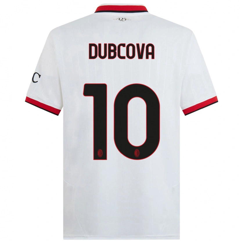 Danxen Donna Maglia Kamila Dubcova #10 Bianco Nero Rosso Kit Gara Away 2024/25 Maglietta