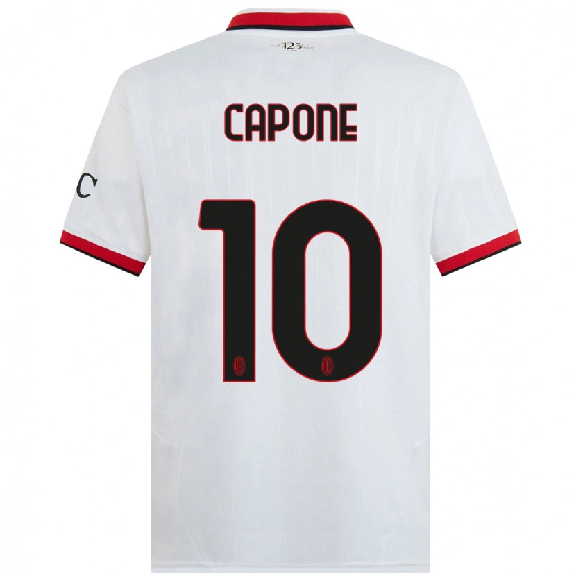 Danxen Donna Maglia Andrea Capone #10 Bianco Nero Rosso Kit Gara Away 2024/25 Maglietta