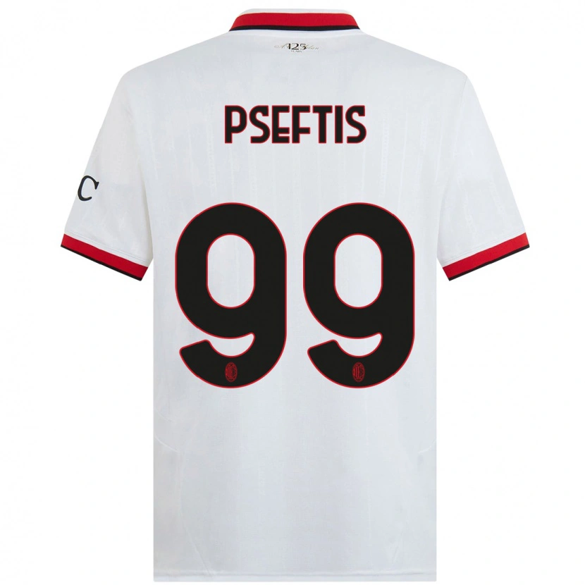 Danxen Donna Maglia Fotios Pseftis #99 Bianco Nero Rosso Kit Gara Away 2024/25 Maglietta