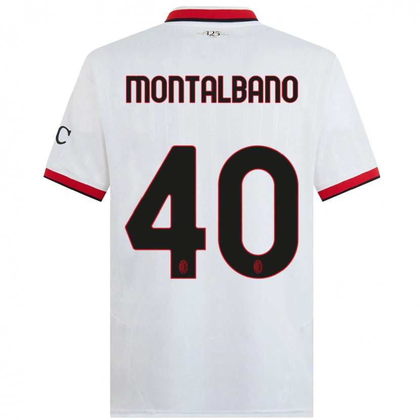 Danxen Donna Maglia Nicolo Montalbano #40 Bianco Nero Rosso Kit Gara Away 2024/25 Maglietta
