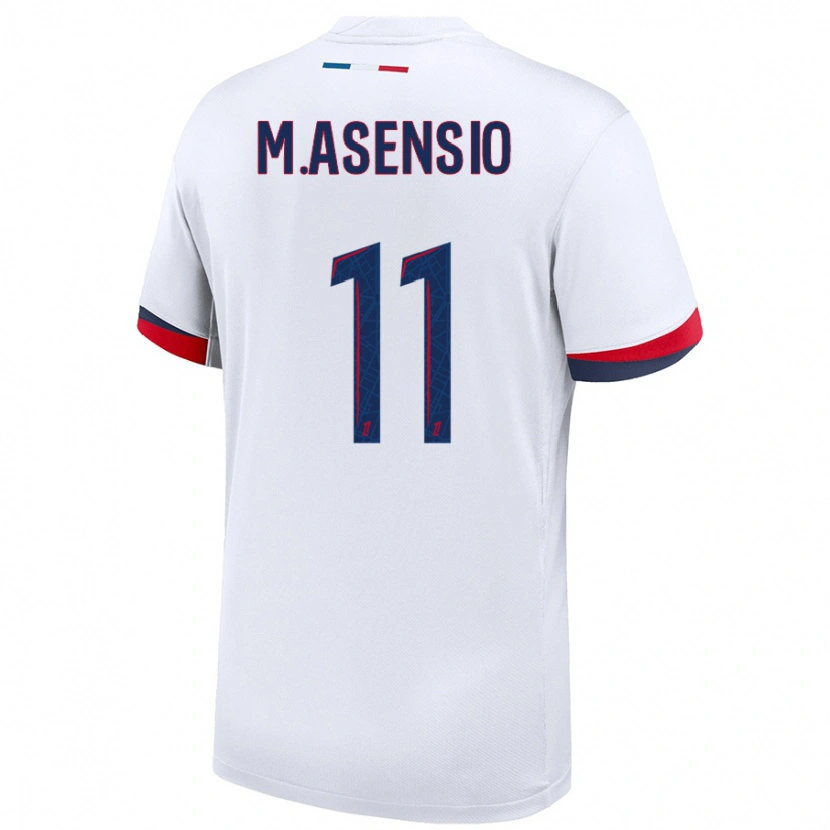 Danxen Donna Maglia Marco Asensio #11 Bianco Blu Rosso Kit Gara Away 2024/25 Maglietta
