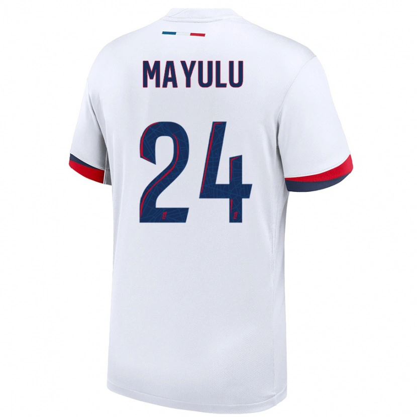 Danxen Donna Maglia Senny Mayulu #24 Bianco Blu Rosso Kit Gara Away 2024/25 Maglietta