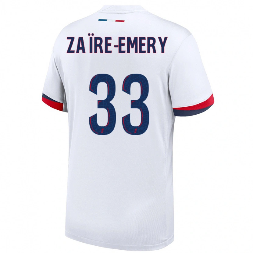 Danxen Donna Maglia Warren Zaïre-Emery #33 Bianco Blu Rosso Kit Gara Away 2024/25 Maglietta