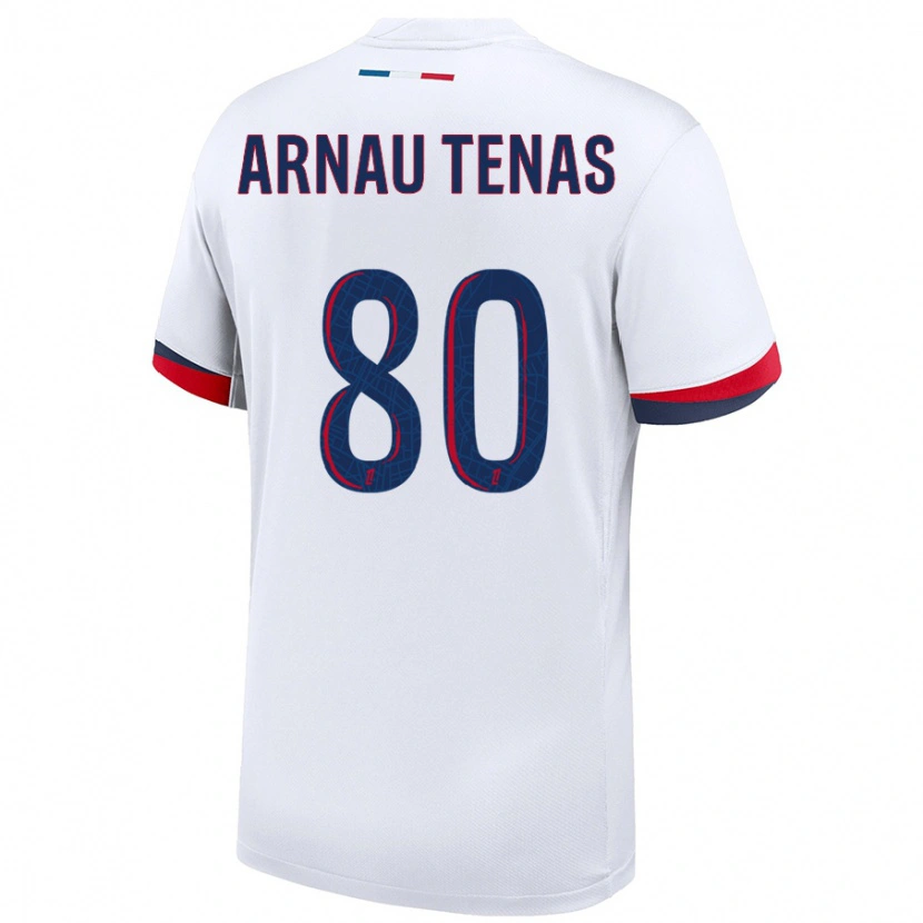 Danxen Donna Maglia Arnau Tenas #80 Bianco Blu Rosso Kit Gara Away 2024/25 Maglietta
