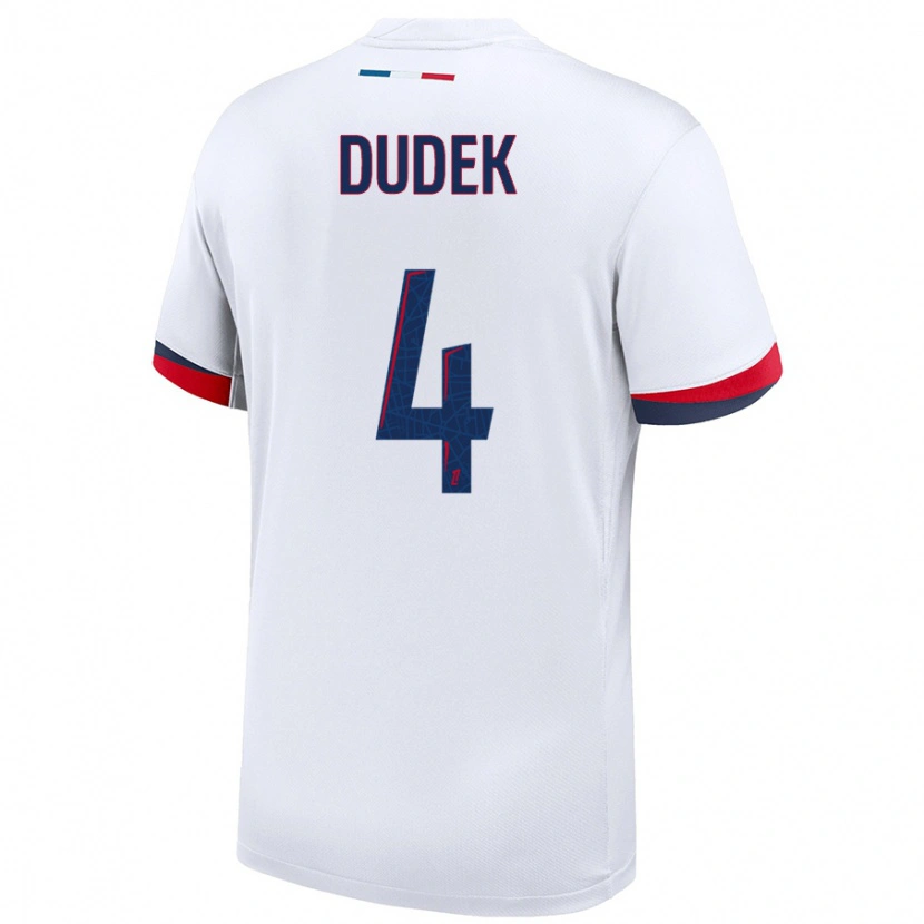 Danxen Donna Maglia Paulina Dudek #4 Bianco Blu Rosso Kit Gara Away 2024/25 Maglietta