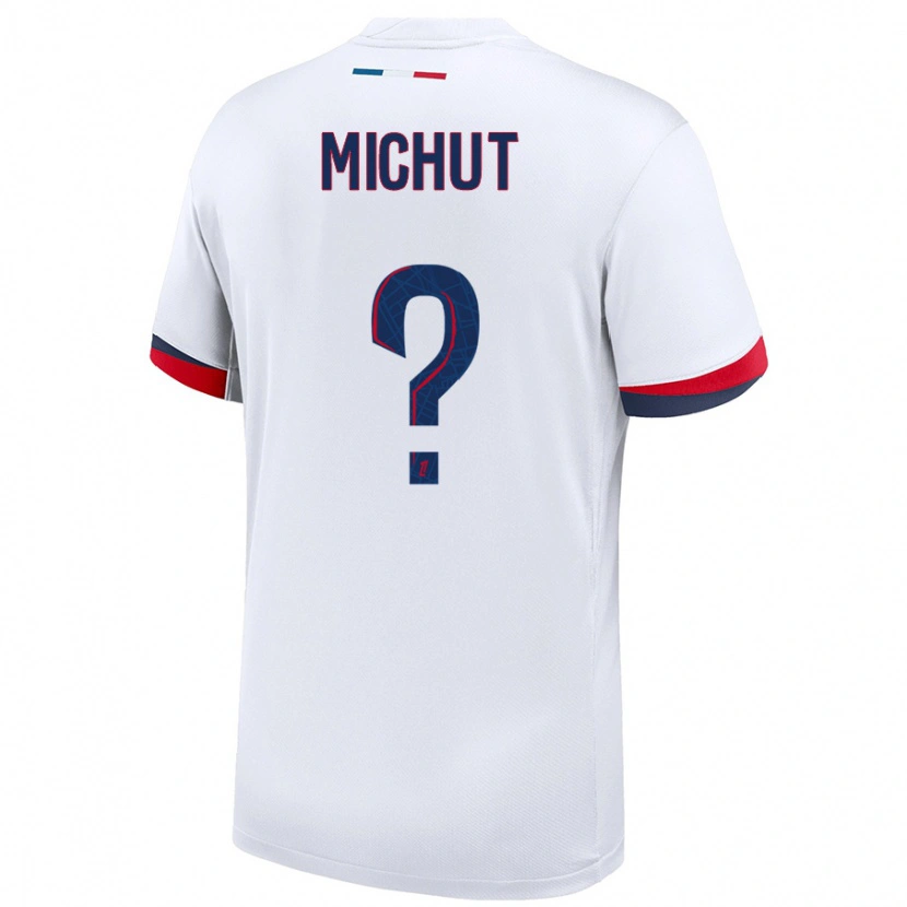 Danxen Donna Maglia Etienne Michut #0 Bianco Blu Rosso Kit Gara Away 2024/25 Maglietta