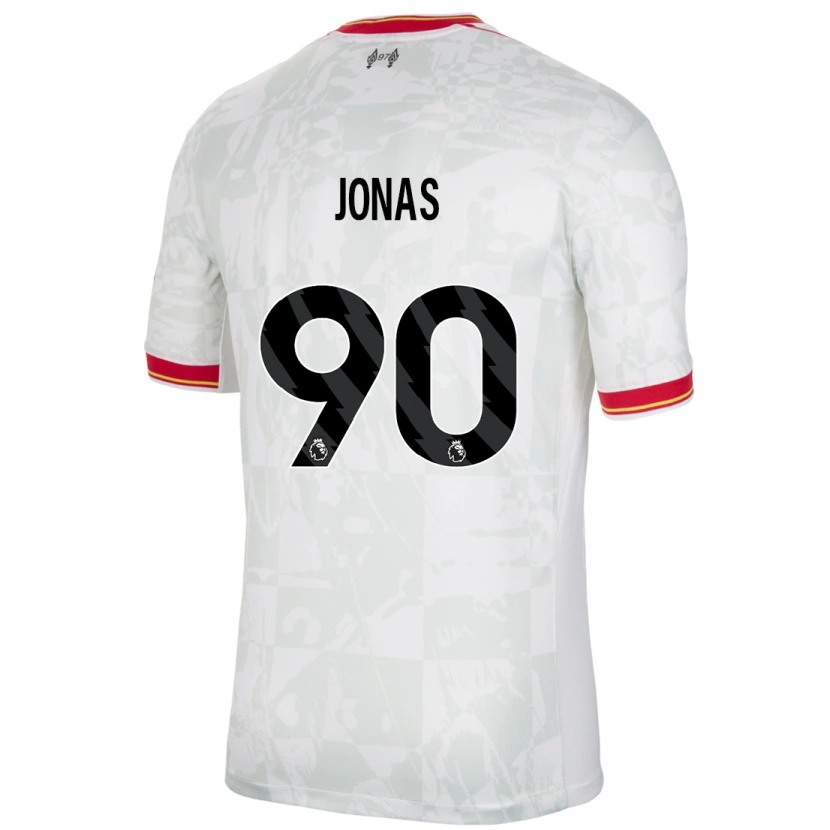 Danxen Donna Maglia Lee Jonas #90 Bianco Rosso Nero Kit Gara Third 2024/25 Maglietta