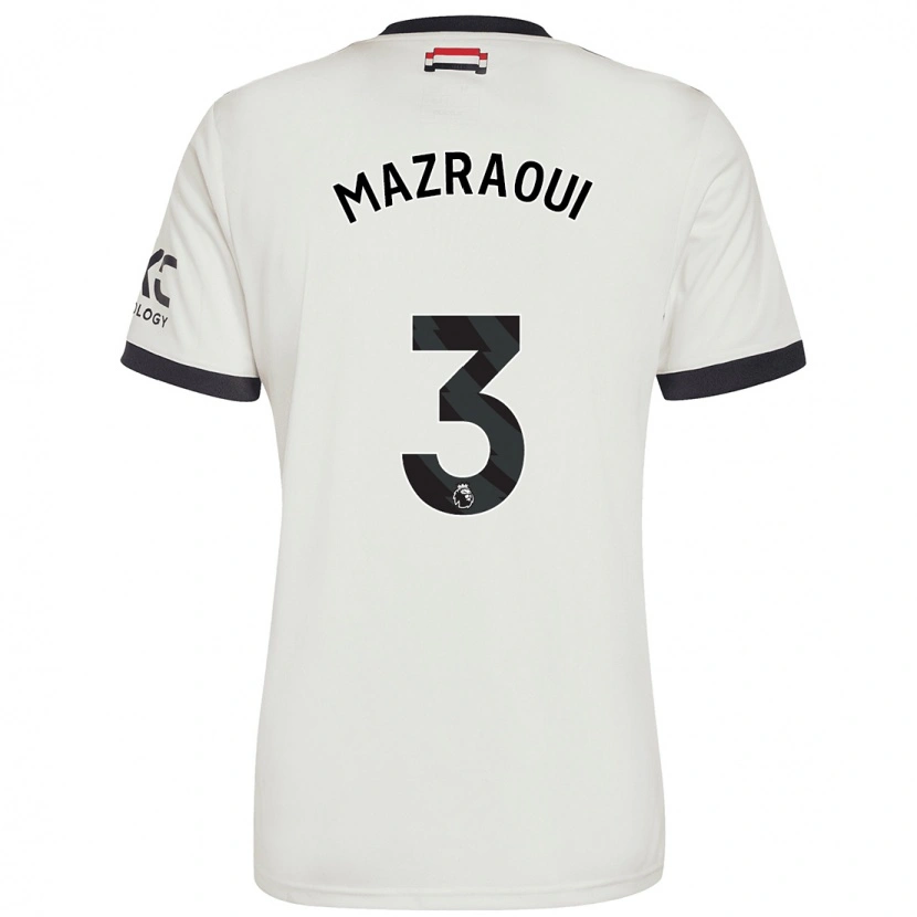 Danxen Donna Maglia Noussair Mazraoui #3 Bianco Sporco Kit Gara Third 2024/25 Maglietta