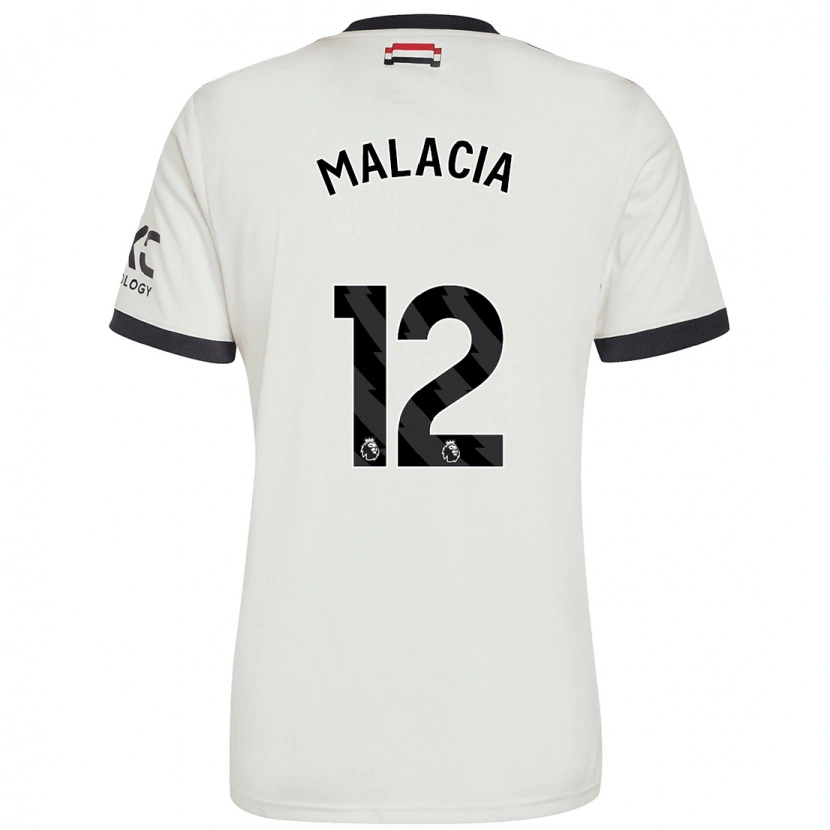 Danxen Donna Maglia Tyrell Malacia #12 Bianco Sporco Kit Gara Third 2024/25 Maglietta
