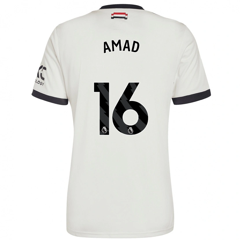 Danxen Donna Maglia Amad Diallo #16 Bianco Sporco Kit Gara Third 2024/25 Maglietta