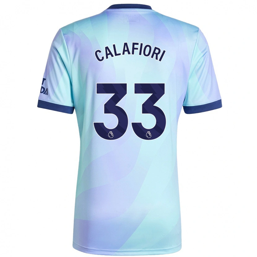 Danxen Donna Maglia Riccardo Calafiori #33 Acquamarina Kit Gara Third 2024/25 Maglietta