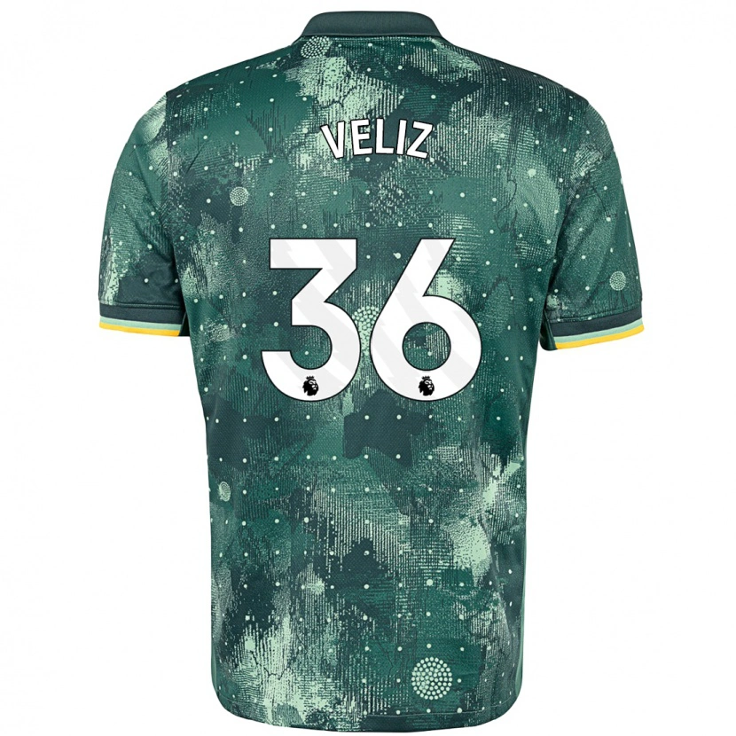 Danxen Donna Maglia Alejo Véliz #36 Verde Menta Kit Gara Third 2024/25 Maglietta