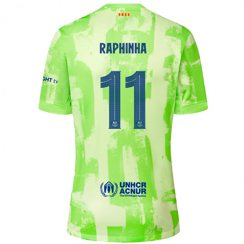 Danxen Donna Maglia Raphinha #11 Lime Kit Gara Third 2024/25 Maglietta