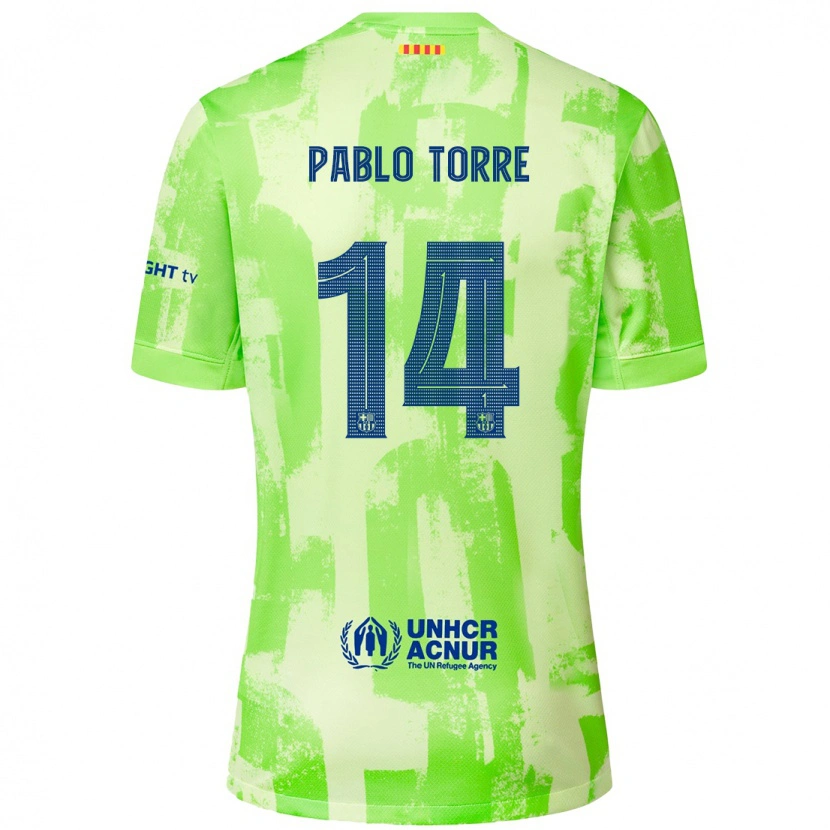 Danxen Donna Maglia Pablo Torre #14 Lime Kit Gara Third 2024/25 Maglietta
