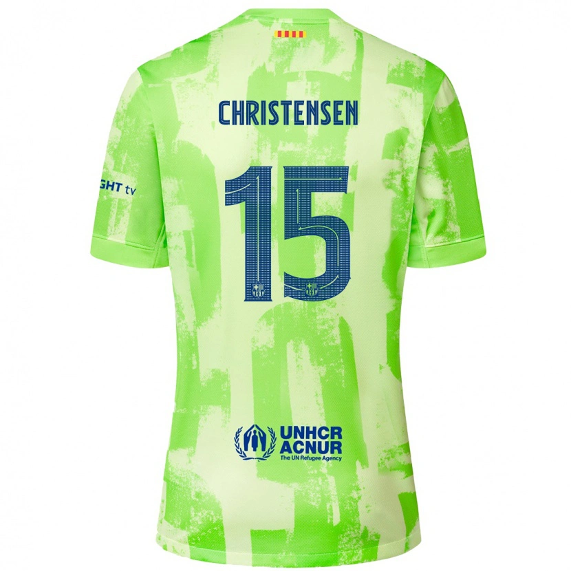 Danxen Donna Maglia Andreas Christensen #15 Lime Kit Gara Third 2024/25 Maglietta