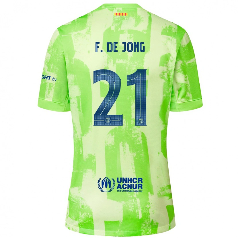 Danxen Donna Maglia Frenkie De Jong #21 Lime Kit Gara Third 2024/25 Maglietta