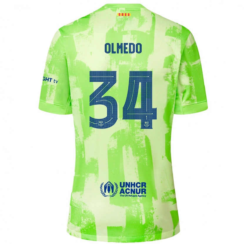 Danxen Donna Maglia Alexis Olmedo #34 Lime Kit Gara Third 2024/25 Maglietta